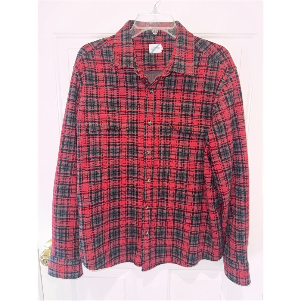 Fair Harbor Dunewood Ultra Stretch Flannel Shirt Men’s XL Red Buffalo Check EUC